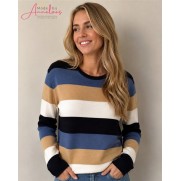 Blue Seven Pullover 248154 RH streep Blauw zand ecru Blue Seven Pullover 248154 RH streep Blauw zand ecru